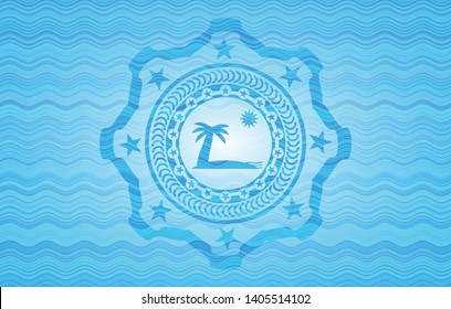 beach icon inside water wave representation emblem background.