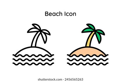 Beach icon  line and line color style.