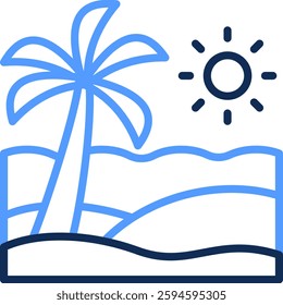 Beach Icon Line Color Vector Illustration