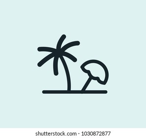Beach icon line isolated on clean background. Beach icon concept drawing icon line in modern style. Vector illustration for your web site mobile logo app UI design.