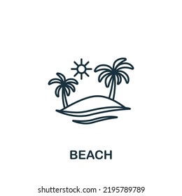 Beach icon. Line simple Travel icon for templates, web design and infographics