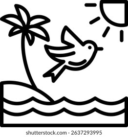 Beach Icon Line Vector Illustration