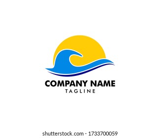 Beach icon logo element illustration