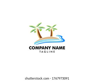 Beach icon logo element illustration