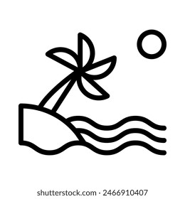Beach icon or logo illustration outline black style	
