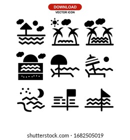 icono de playa o logotipo símbolo de signo aislado ilustración vectorial - Colección de iconos vectoriales de estilo negro de alta calidad
