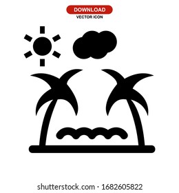 icono de playa o logotipo símbolo de signo aislado ilustración vectorial - iconos vectoriales de estilo negro de alta calidad
