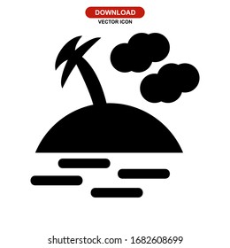 icono de playa o logotipo símbolo de signo aislado ilustración vectorial - iconos vectoriales de estilo negro de alta calidad
