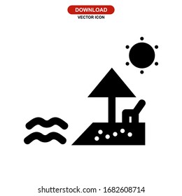 icono de playa o logotipo símbolo de signo aislado ilustración vectorial - iconos vectoriales de estilo negro de alta calidad
