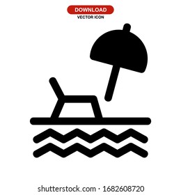 Strandsymbol oder Logo einzeln auf Zeichen, Vektorgrafik - hochwertige Vektorgrafiken im schwarzen Stil
