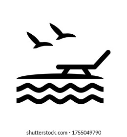 Strandsymbol oder Logo einzeln auf Zeichen, Vektorgrafik - hochwertige Vektorgrafiken im schwarzen Stil
