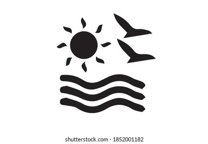 Strandsymbol oder Logo einzeln auf Zeichen, Vektorgrafik - hochwertige Vektorsymbole im schwarzen Stil.