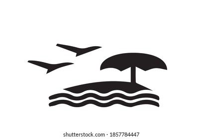 icono de playa o logotipo símbolo de seña aislado ilustración vectorial - iconos vectoriales de estilo negro de alta calidad.