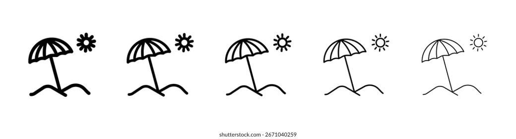 Beach icon logo in stroke lines collection