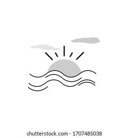 Logotipo vectorial de icono de playa reserva y sol