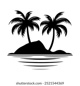 ícone de praia ou símbolo de linha moderno. Design de ícones e arte vetorial com estrutura de tópicos em negrito. Preto e branco Pixel perfeito símbolo minimalista isolado fundo branco. Silhueta sinal fino simples