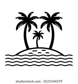 beach icon or modern line symbol. Vector line art and icon design with bold outline. Black and white Pixel Perfect minimalistic symbol isolated white background. Silhouette simple thin sign