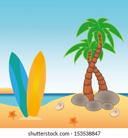 beach icon on abstract beach background
