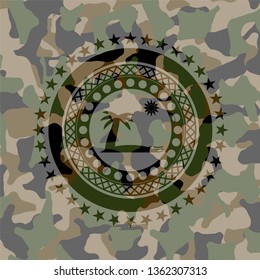 beach icon on camo pattern