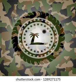 beach icon on camo texture