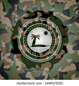 beach icon on camo texture