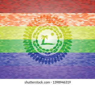 beach icon on mosaic background with the colors of the LGBT flag