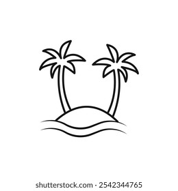 Colección de contorno de icono de playa o conjunto en blanco y negro
