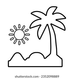 Beach Icon In Outline Style