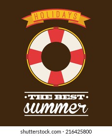 beach icon over brown background vector illustration