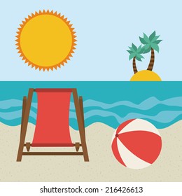 beach icon over sky background vector illustration