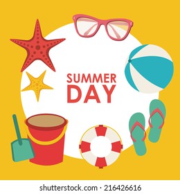 beach icon over yellow background vector illustration