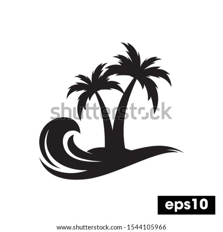 Beach Icon, Palm Tree, Vacation Vector 