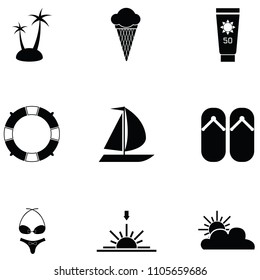 beach icon set