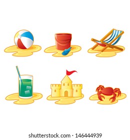 beach icon set