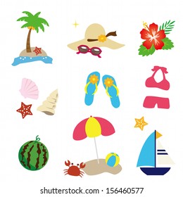 Beach icon set