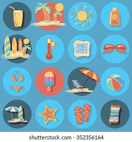 beach icon set 