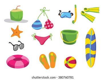 beach icon set