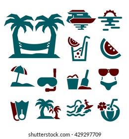 beach icon set