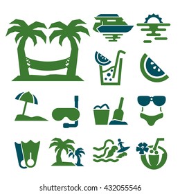 beach icon set