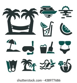 beach icon set