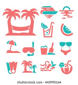 beach icon set