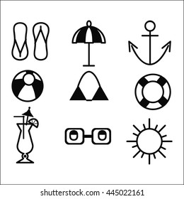 beach icon set