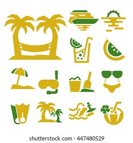 beach icon set