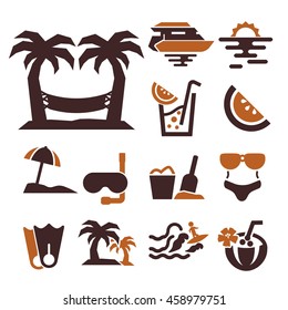 beach icon set