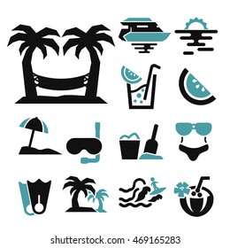 beach icon set