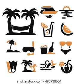 beach icon set