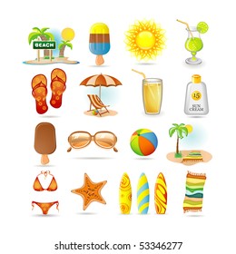 beach icon set