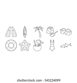 beach icon set