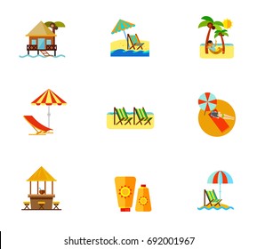 Beach icon set