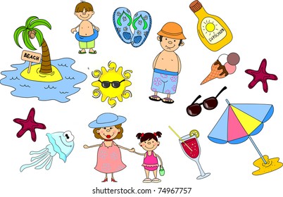 beach icon set
